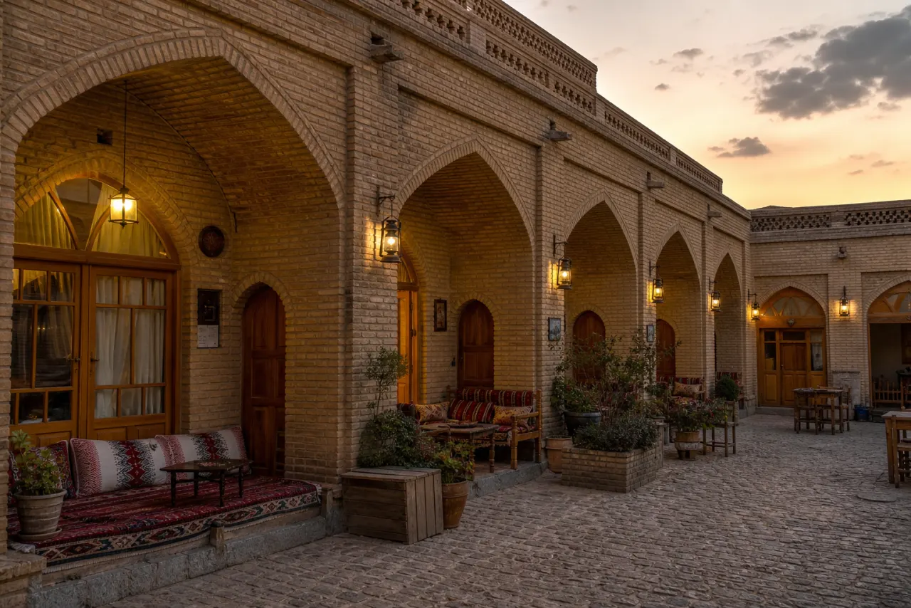 طاقها و نشیمن سنتی در کاروانسرای بابا قدرت