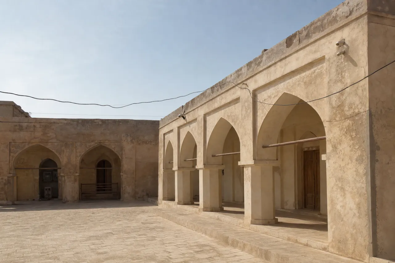 حیاط ساده مسجد تاریخی شیخ سعدون بوشهر